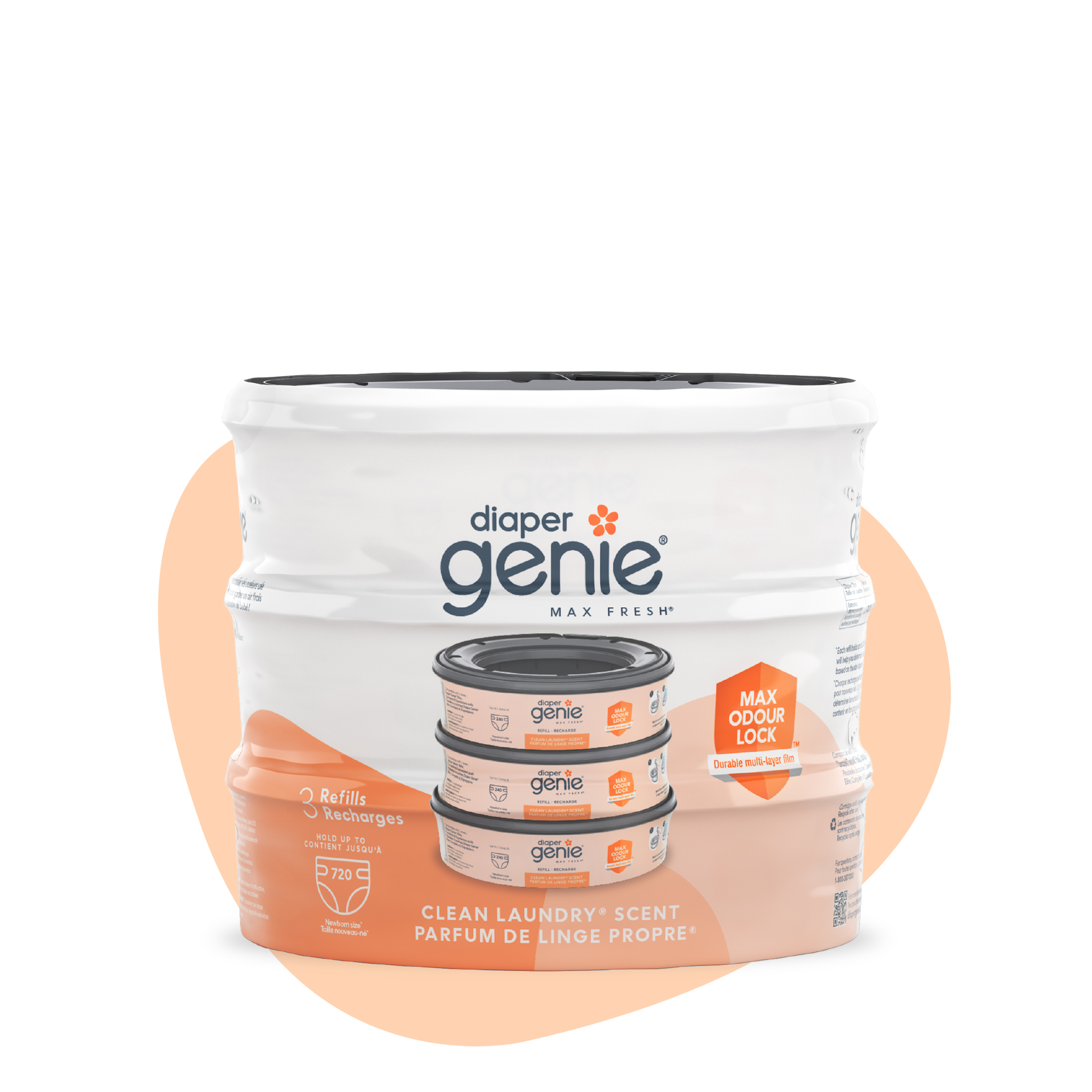 Diaper Genie Max Fresh Diaper Genie Playtex Max Fresh Sacchetti Ricarica - 3 Confezioni Da 810 Sacchetti Totali Sacchetti Diaper Genie