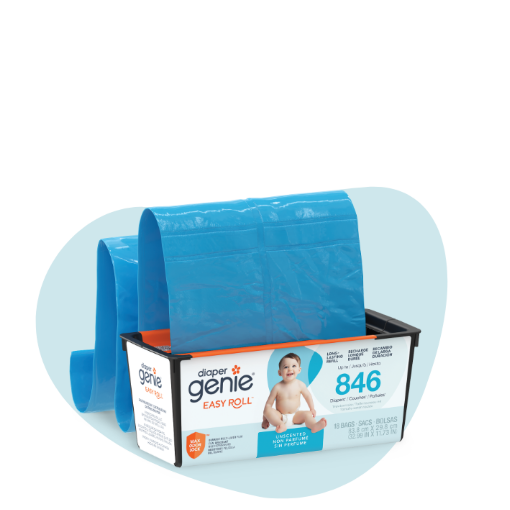 Easy Roll Diaper Pail Refill (Holds 846 Diapers) - Diaper Genie Easy Roll Diaper Pail Refill (Holds 846 Diapers) - Diaper Genie