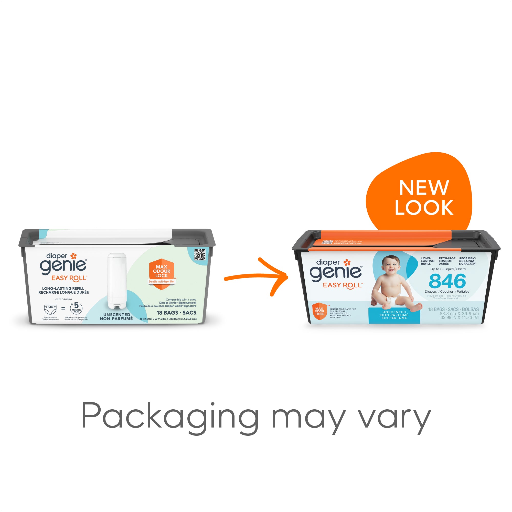 Easy Rool Multi Easy Roll Diaper Pail Refill (Holds 846 Diapers) - Diaper Genie ...